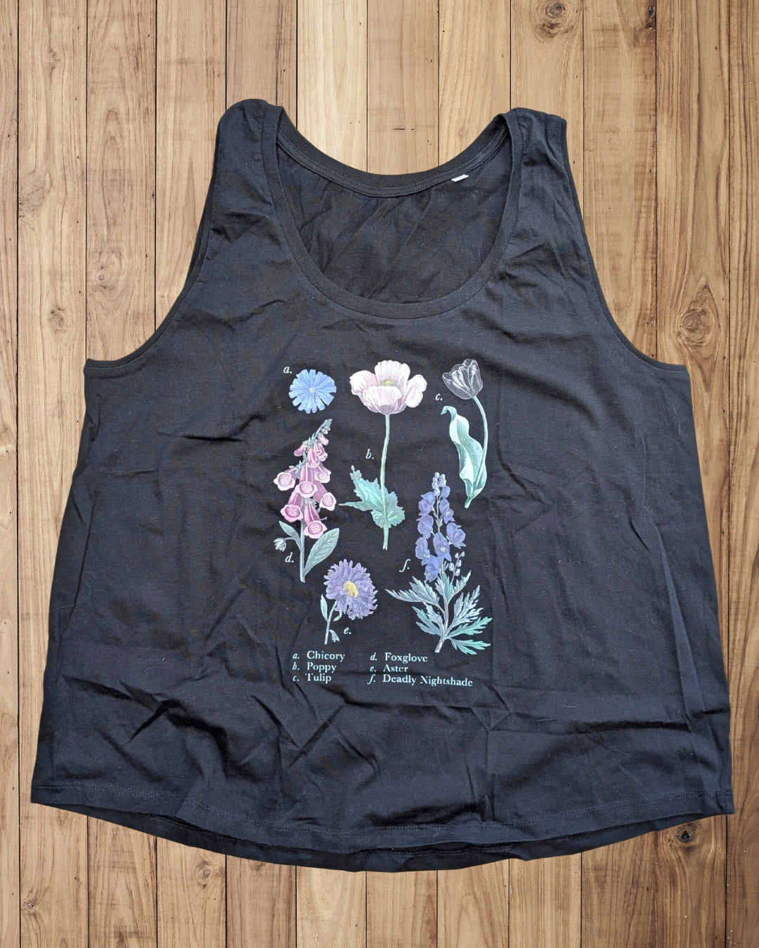 Vintage Witchy Flowers Design Charcoal Vest - L
