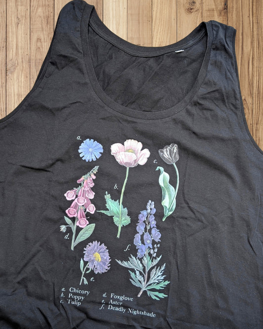 Vintage Witchy Flowers Design Charcoal Vest - L