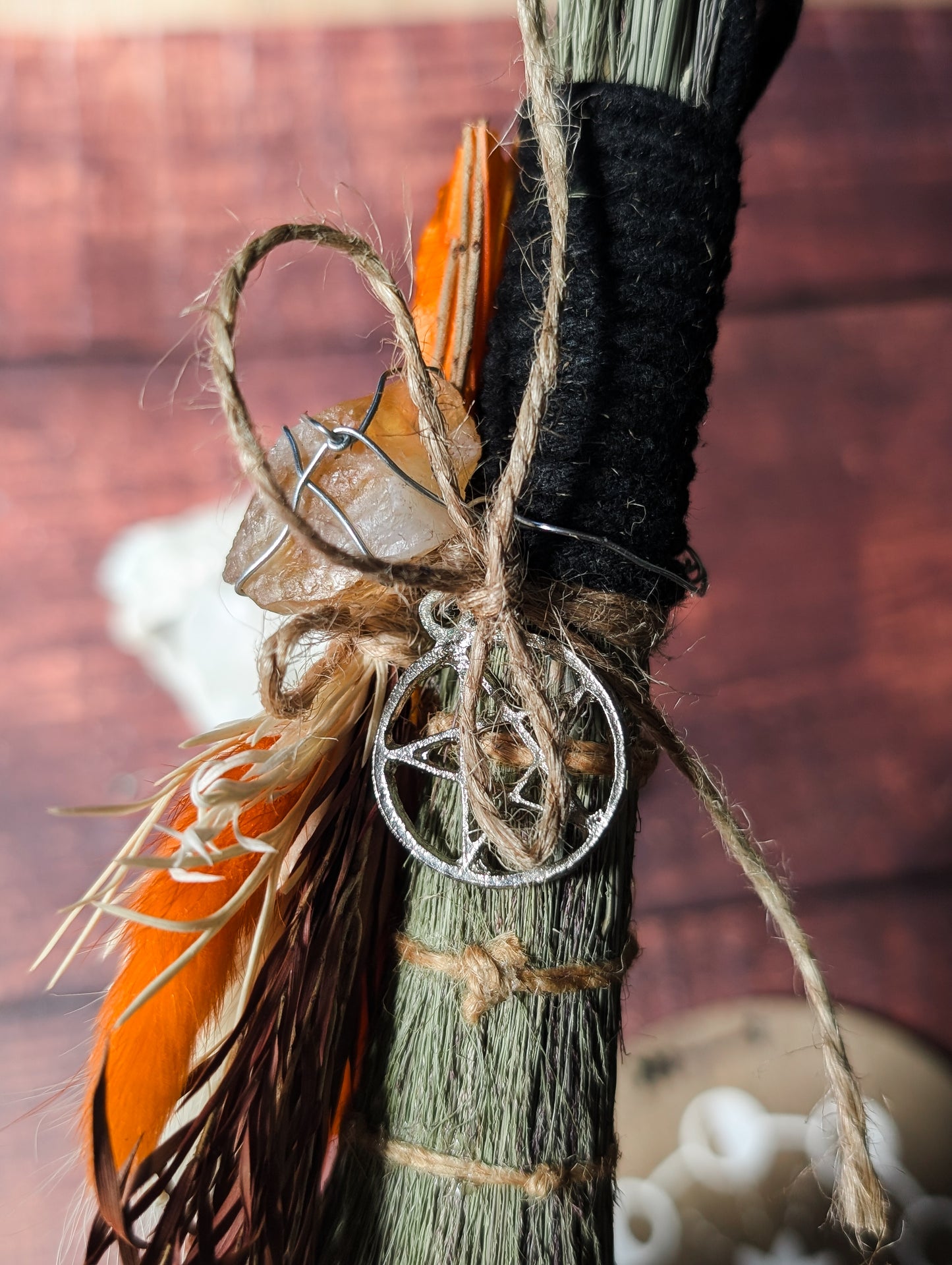 MABON/SAMHAIN BESOM - Seasonal Altar Besom with Dried Flowers & Crystals