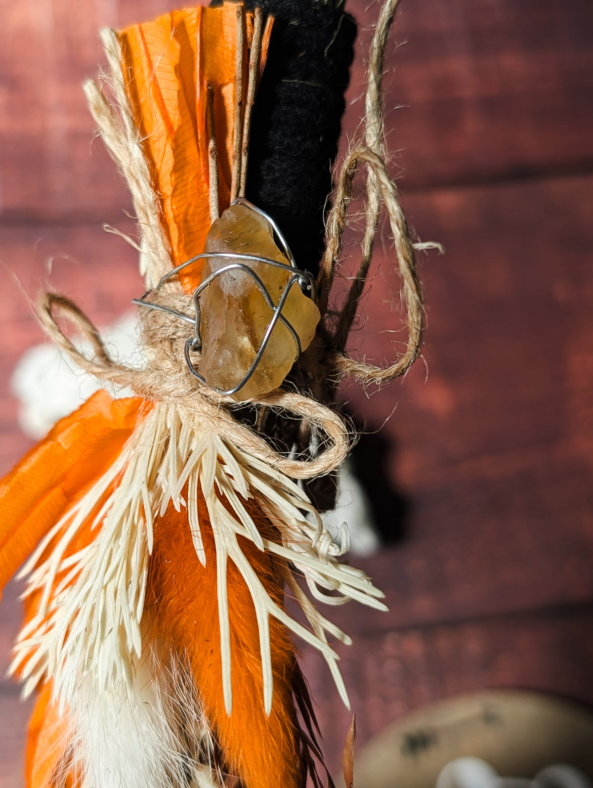 MABON/SAMHAIN BESOM - Seasonal Altar Besom with Dried Flowers & Crystals