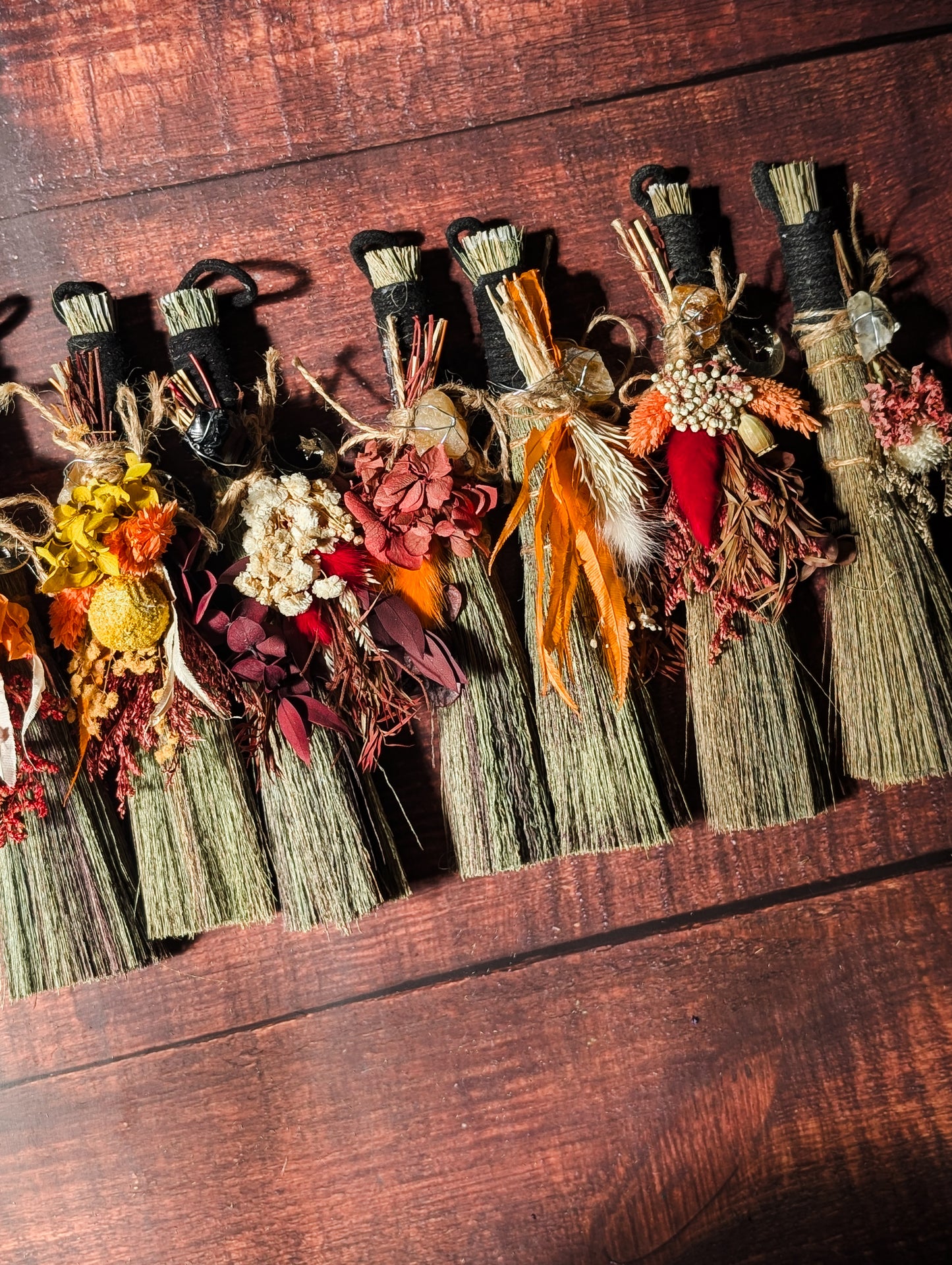 MABON/SAMHAIN BESOM - Seasonal Altar Besom with Dried Flowers & Crystals