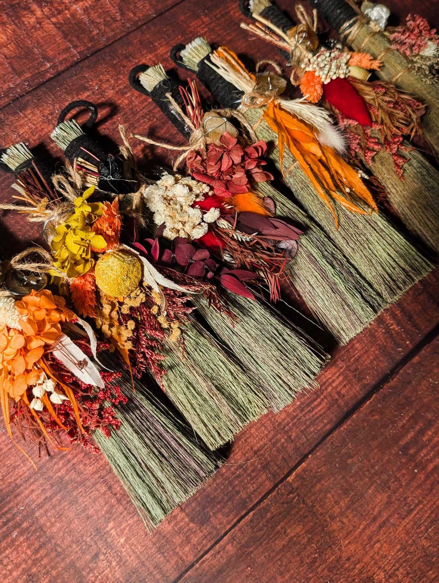 MABON/SAMHAIN BESOM - Seasonal Altar Besom with Dried Flowers & Crystals