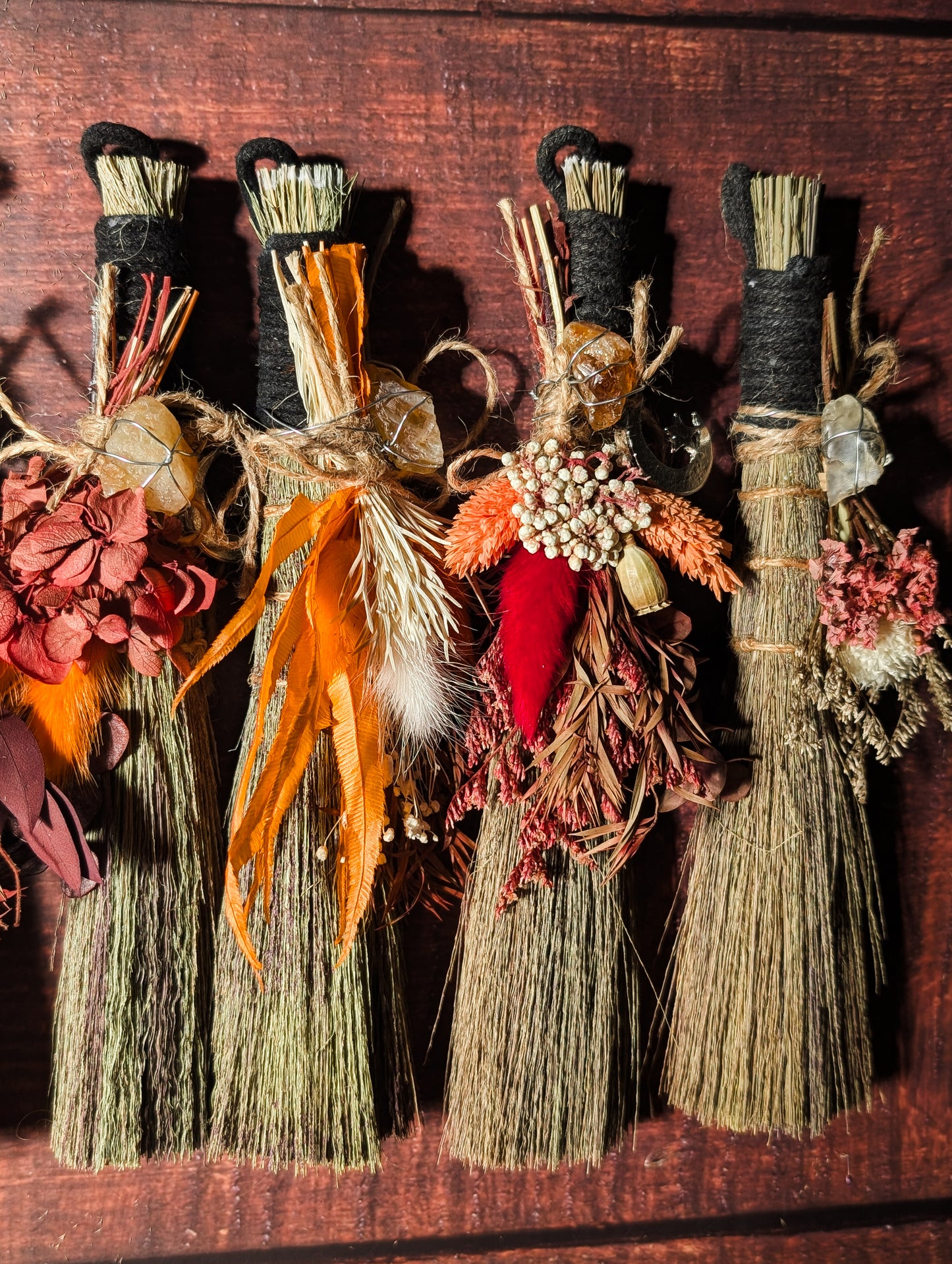 MABON/SAMHAIN BESOM - Seasonal Altar Besom with Dried Flowers & Crystals
