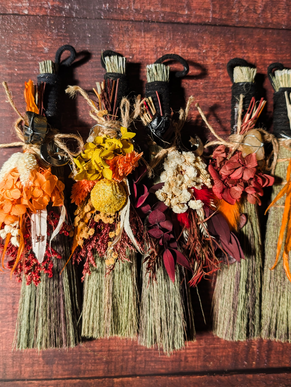 MABON/SAMHAIN BESOM - Seasonal Altar Besom with Dried Flowers & Crystals